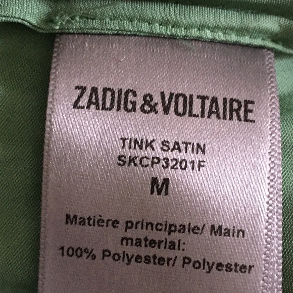 ZADIG & VOLTAIRE Tink Satin Emerald Green Blouse M - Picture 6 of 6